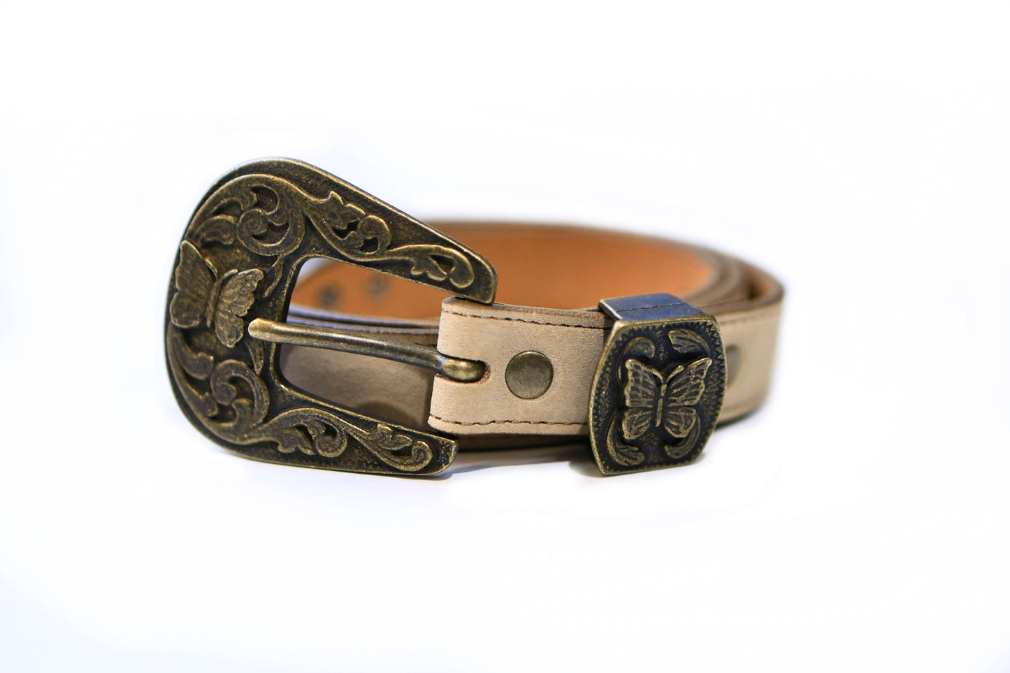 NEEDLES Papillon Western Tip Belt-Suede Lthr PU038 Taupe米色