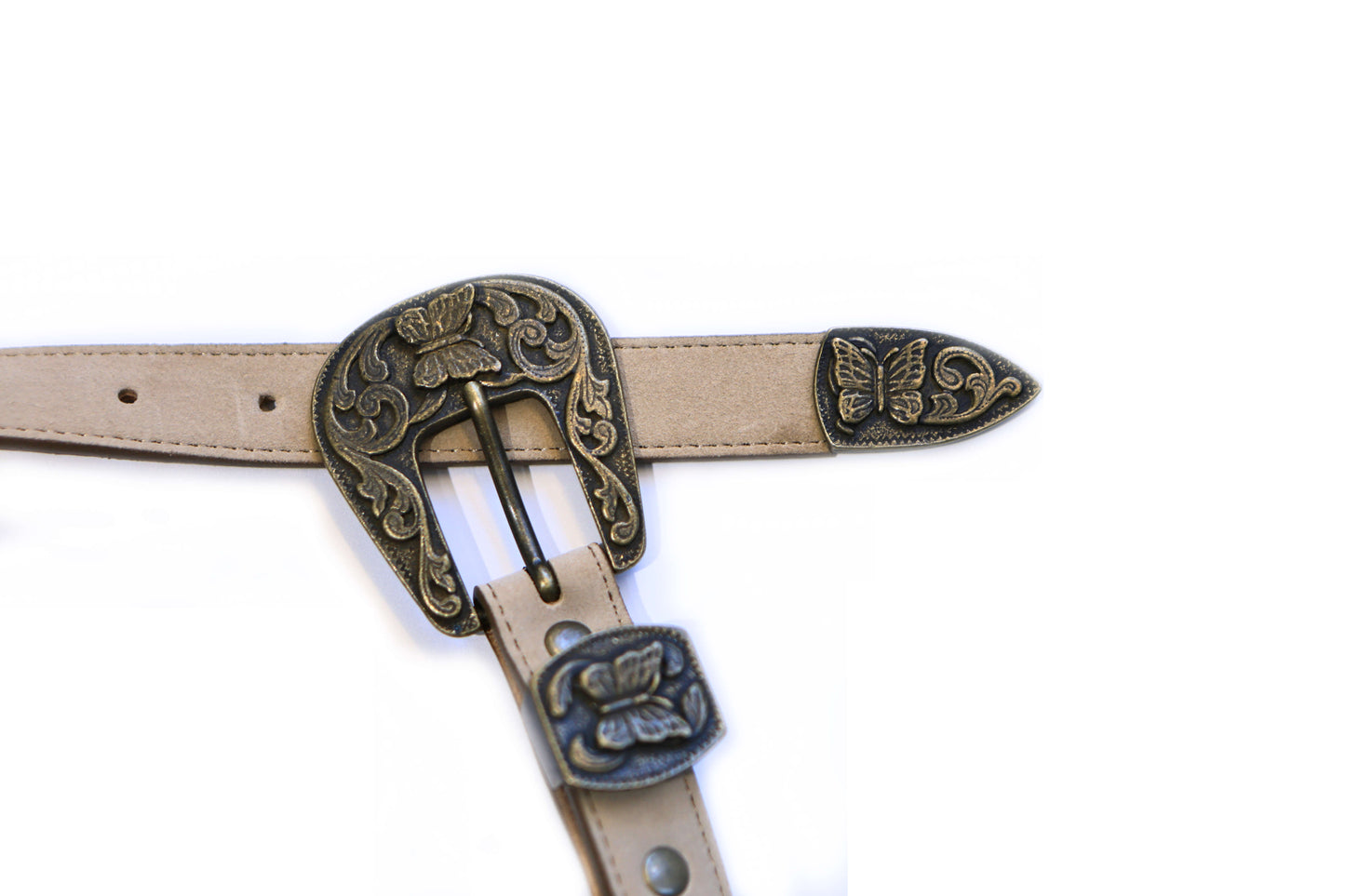NEEDLES Papillon Western Tip Belt-Suede Lthr PU038 Taupe米色