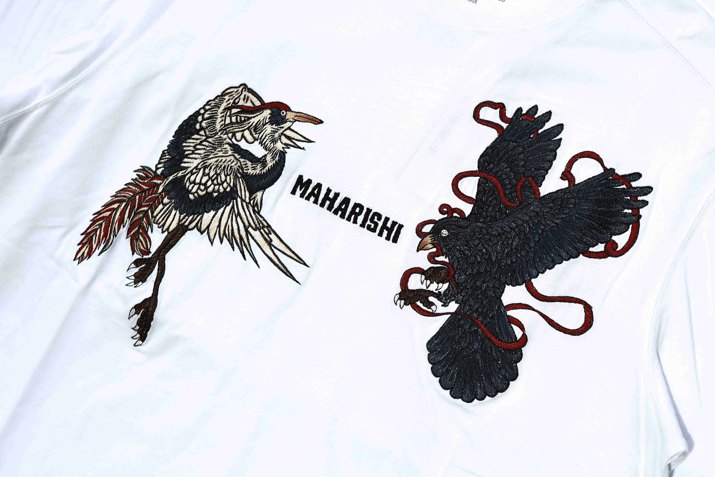 MAHARISHI 6104 Black Crow White Heron T-Shirt