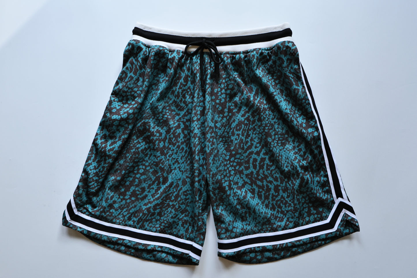 JOHN ELLIOTT EDITION GAME SHORTS TURQUOISE LEOPARD