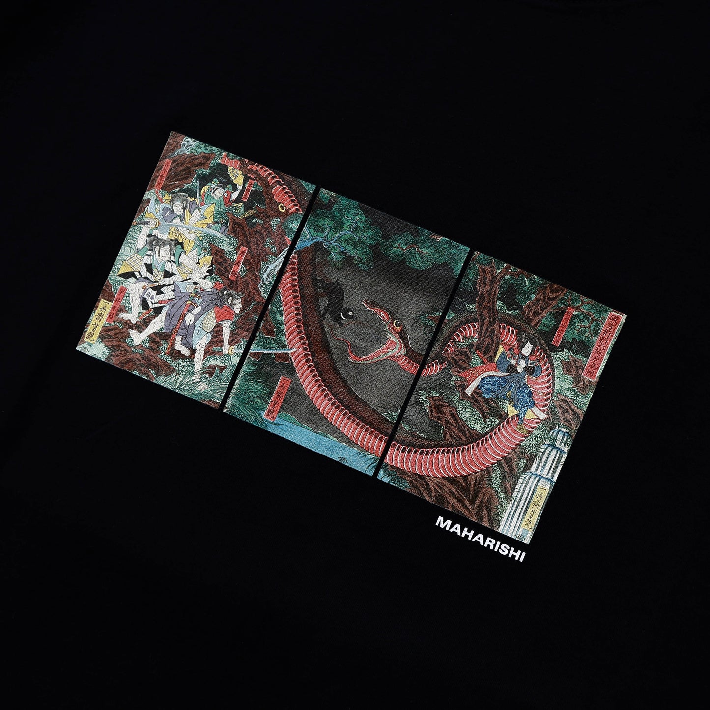 MAHARISHI 1540 Snake Triptych T-Shirt Black