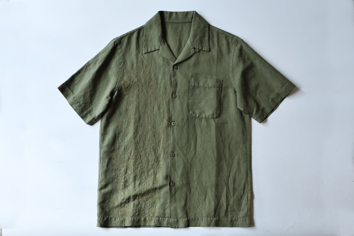 MAHARISHI 5078 DRAGON BAMBOO EMB.HEMP SHIRT OLIVE
