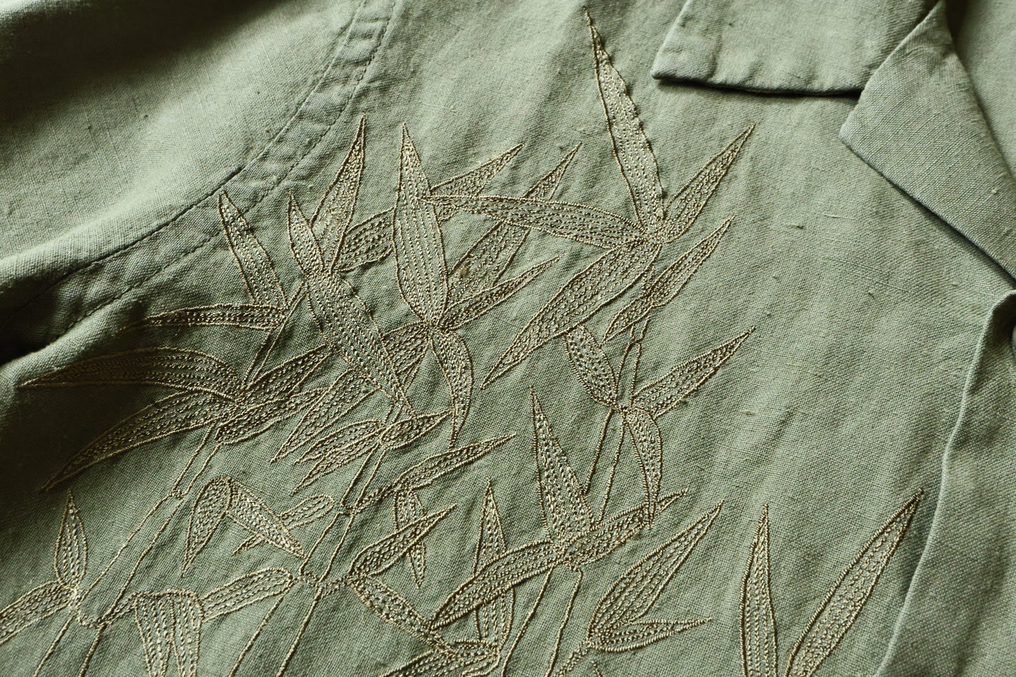 MAHARISHI 5078 DRAGON BAMBOO EMB.HEMP SHIRT OLIVE